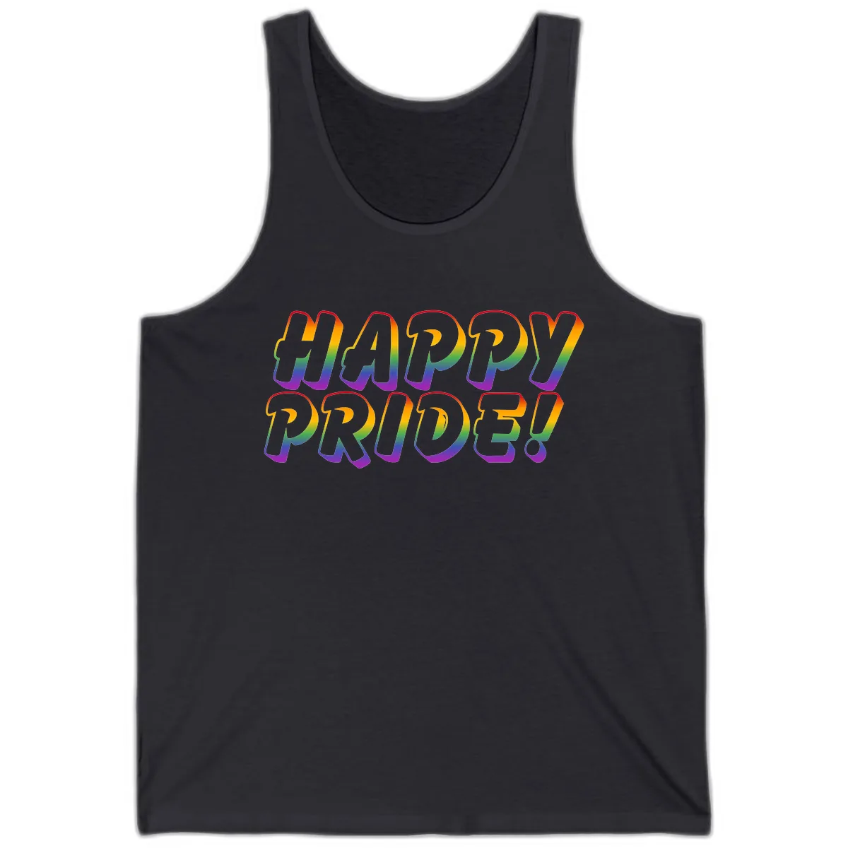 Happy Pride Rainbow Typography Tank in Dark Grey
