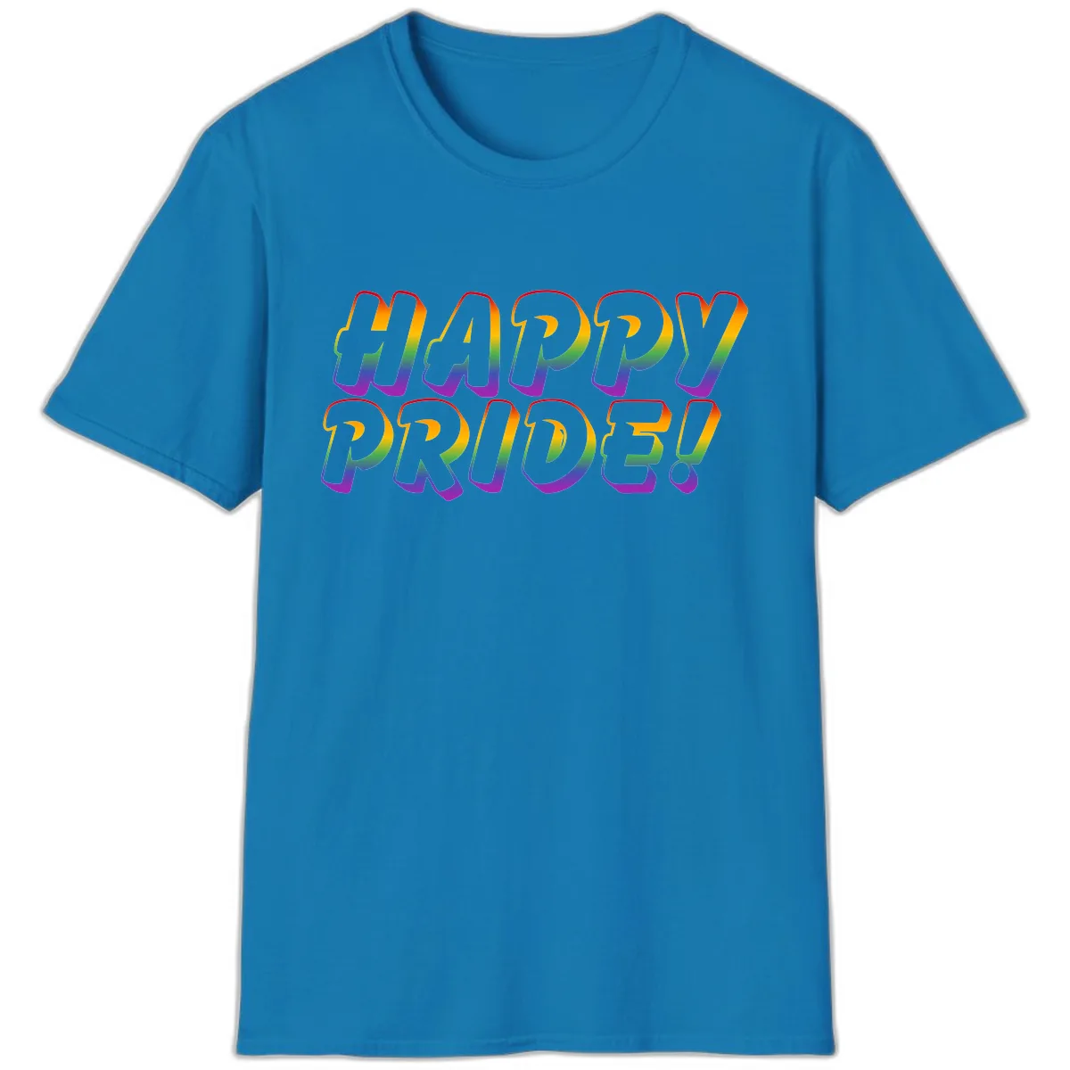 Happy Pride Rainbow Typography T-Shirt in Sapphire