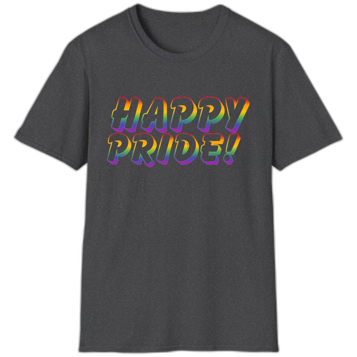 Happy Pride Rainbow Typography T-Shirt in Dark Heather
