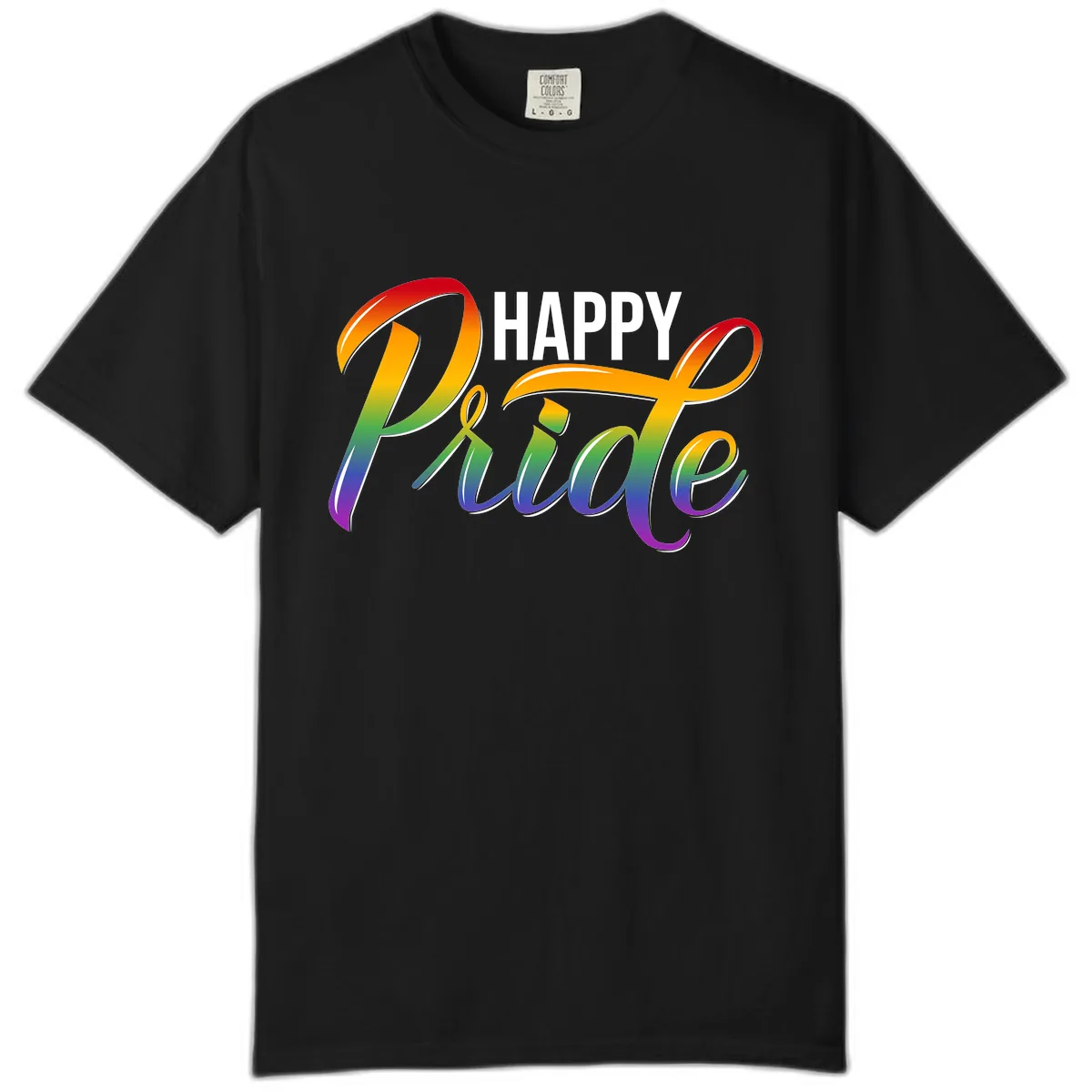 Happy Pride Rainbow Typography Comfort Color in Black