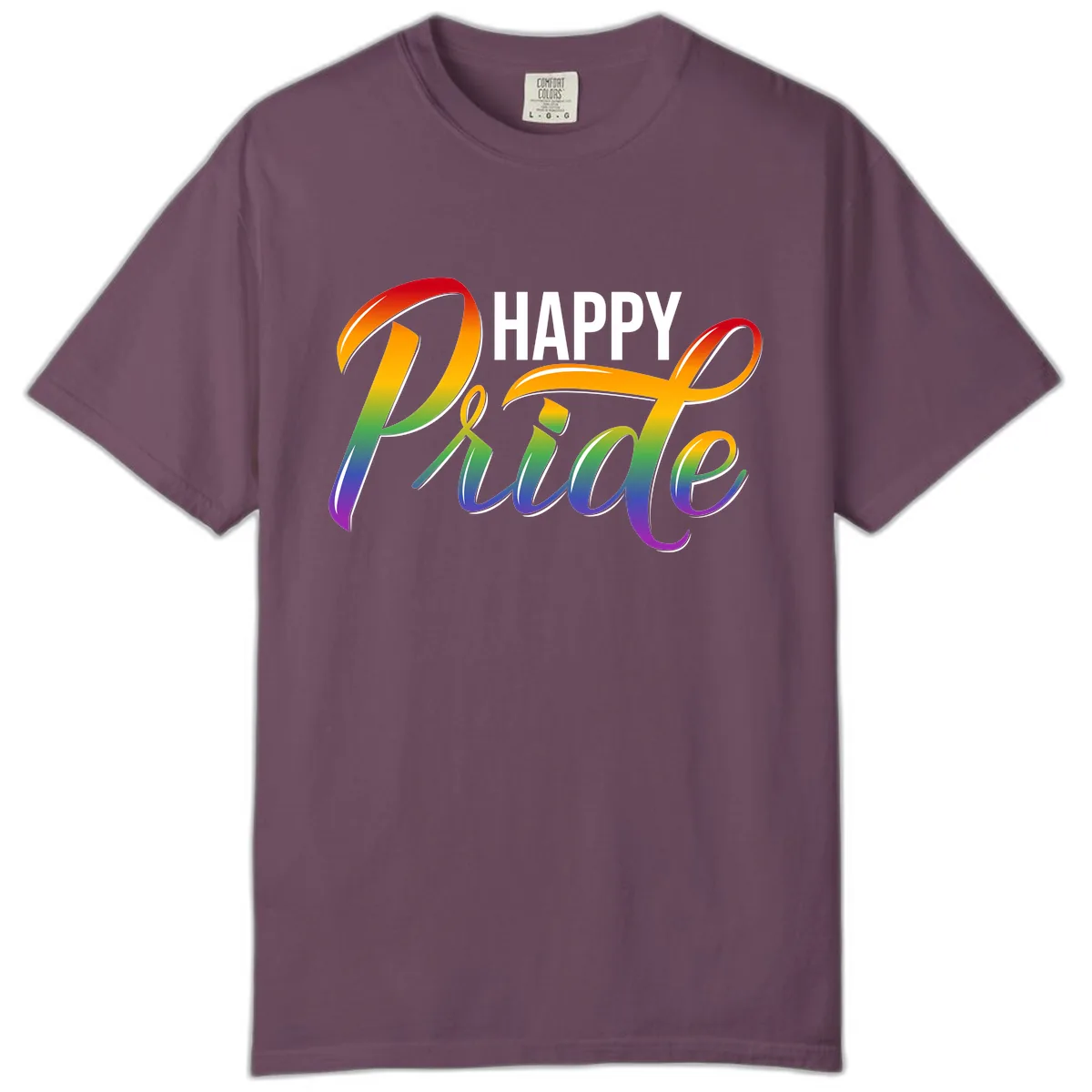 Happy Pride Rainbow Typography Comfort Color in Berry