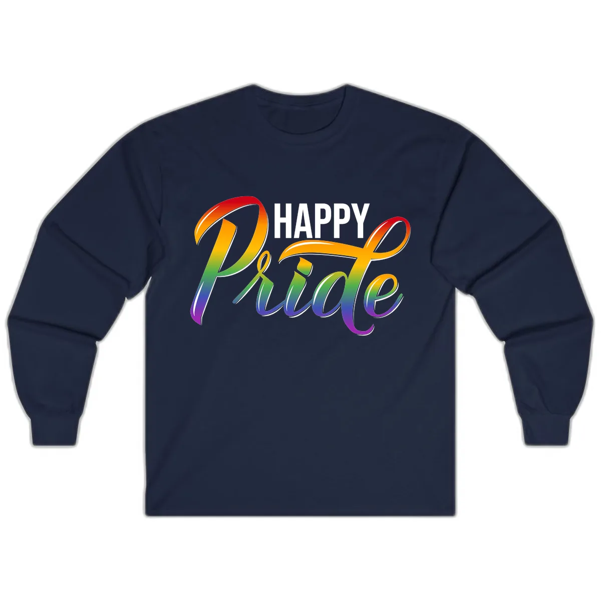 Happy Pride Rainbow Typography Long Sleeve in Navy