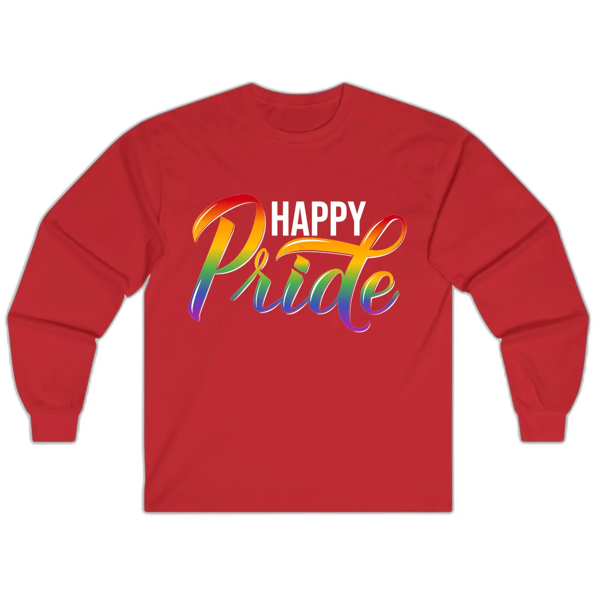 Happy Pride Rainbow Typography Long Sleeve in Red