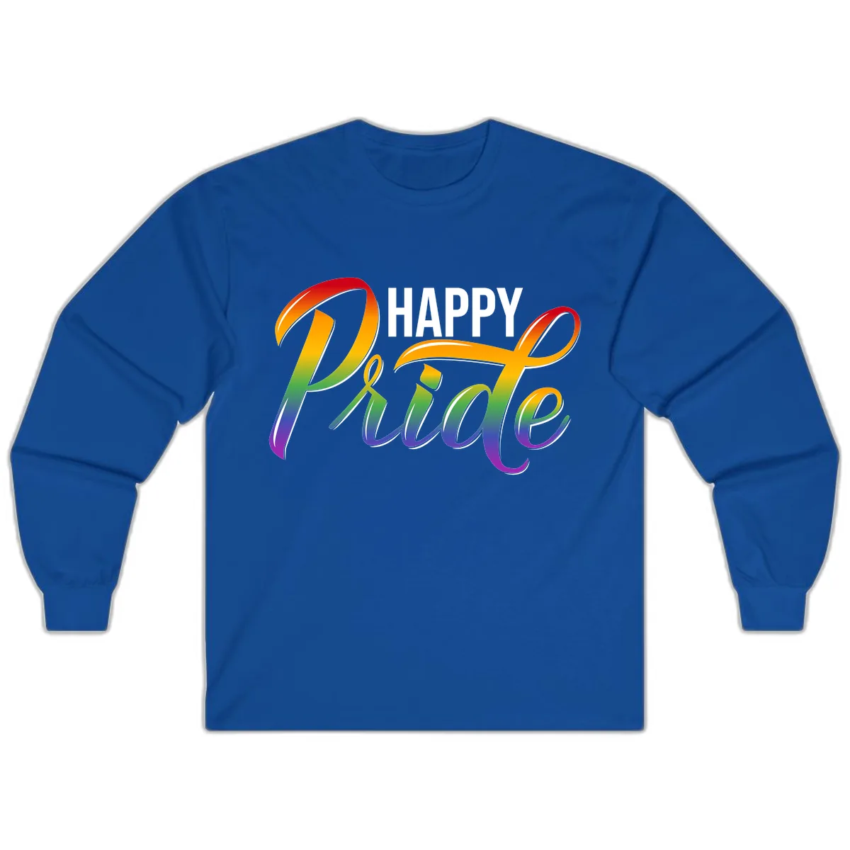 Happy Pride Rainbow Typography Long Sleeve in Royal
