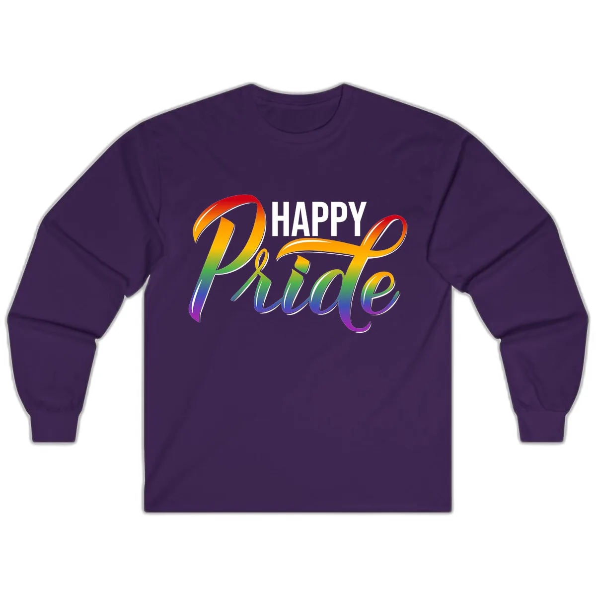Happy Pride Rainbow Typography Long Sleeve in Purple