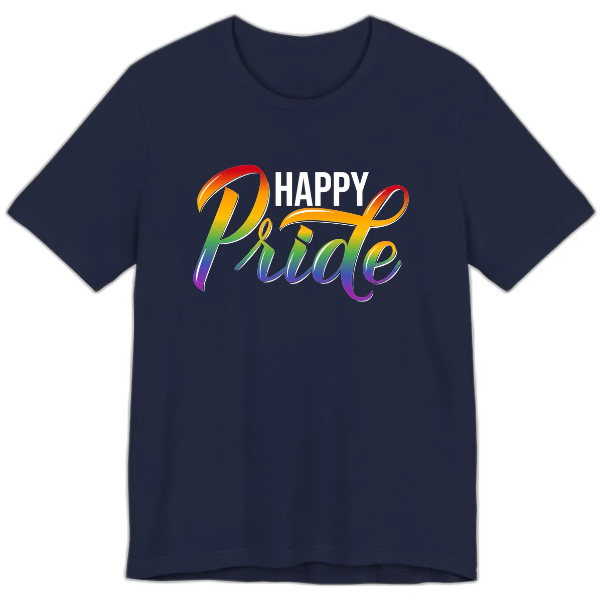 Happy Pride Rainbow Typography Premium T-Shirt in Navy