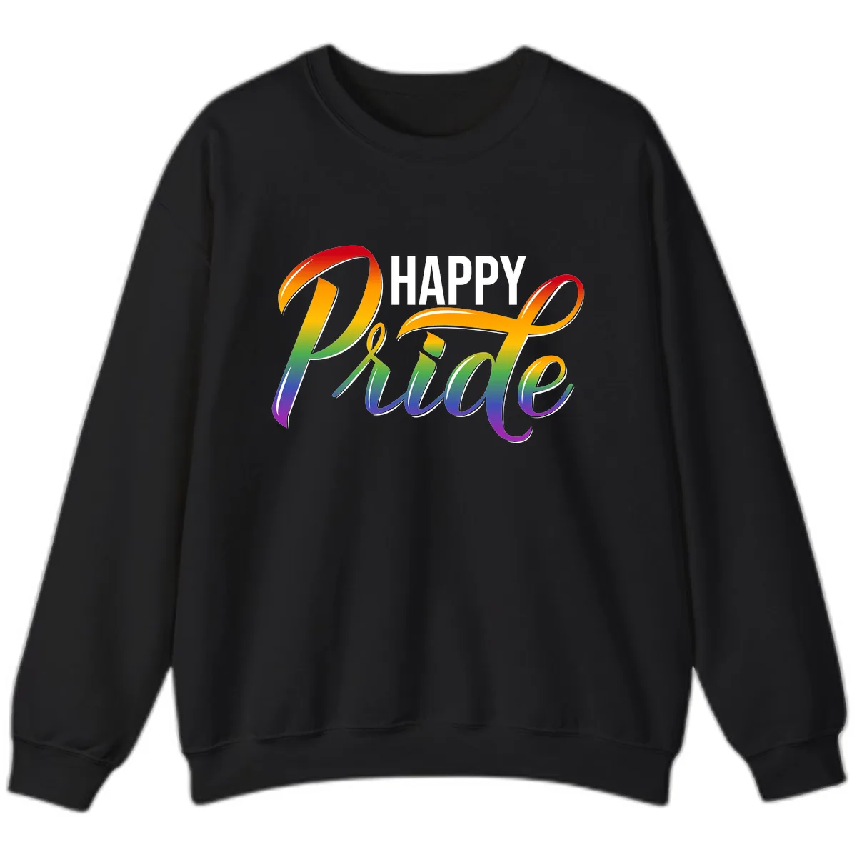 Happy Pride Rainbow Typography Sweatshirt in Black