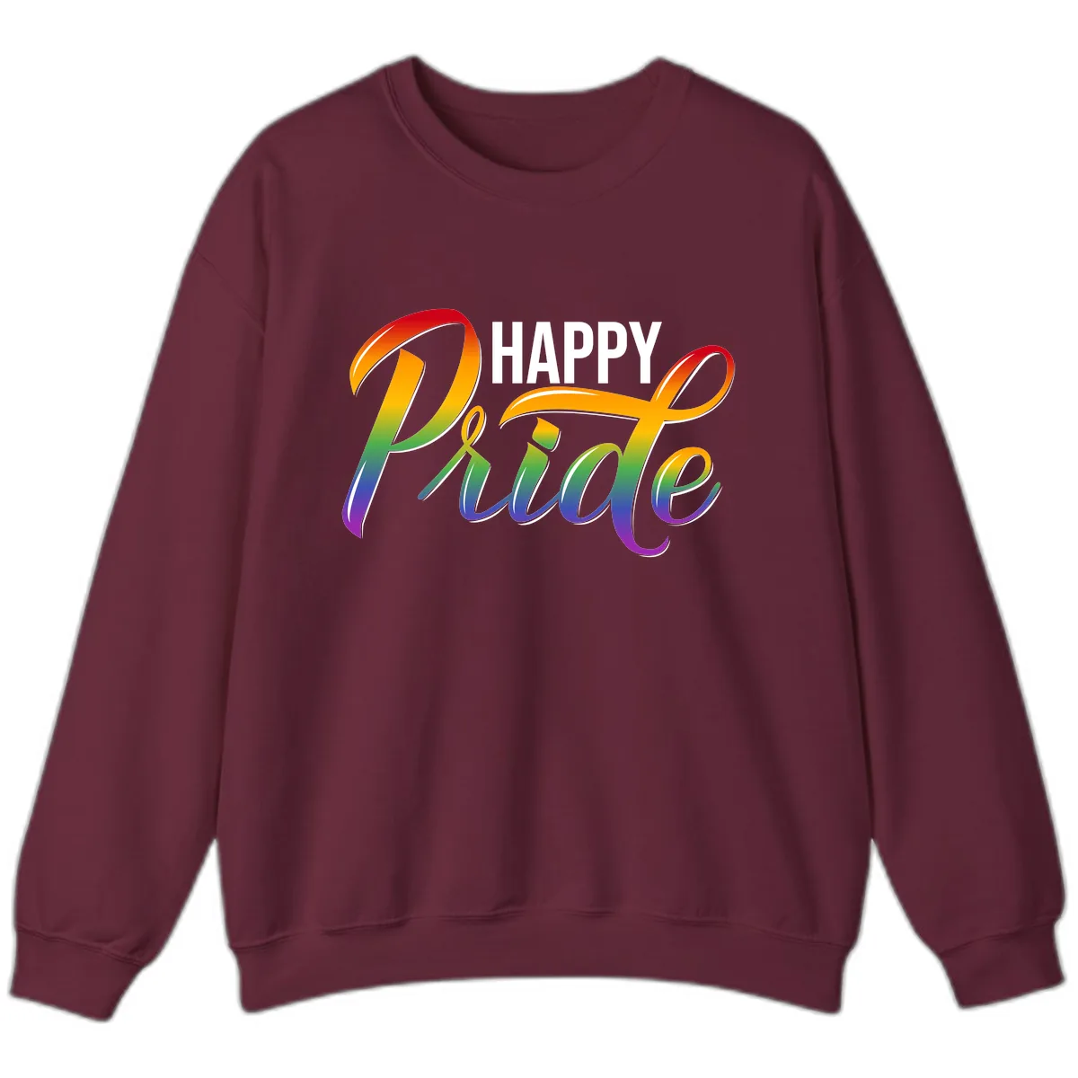 Happy Pride Rainbow Typography Sweatshirt in Maroon