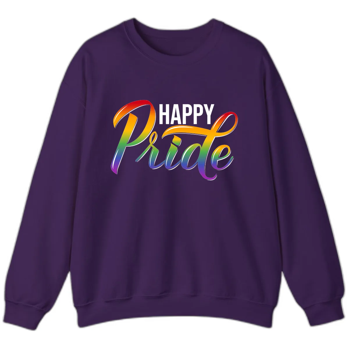Happy Pride Rainbow Typography Sweatshirt in Purple
