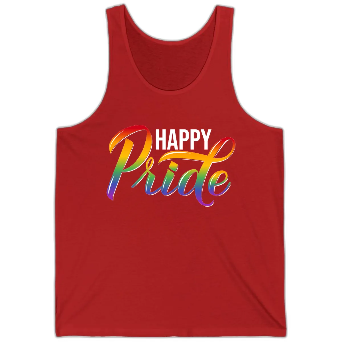Happy Pride Rainbow Typography Tank in Red