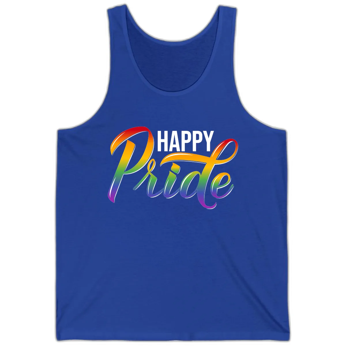 Happy Pride Rainbow Typography Tank in True Royal