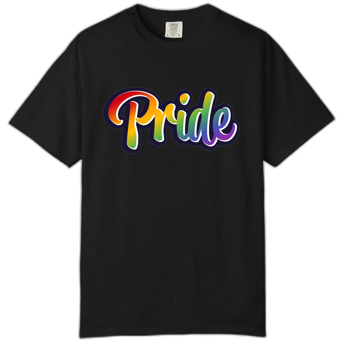 Pride Rainbow Lettering Design Comfort Color in Black