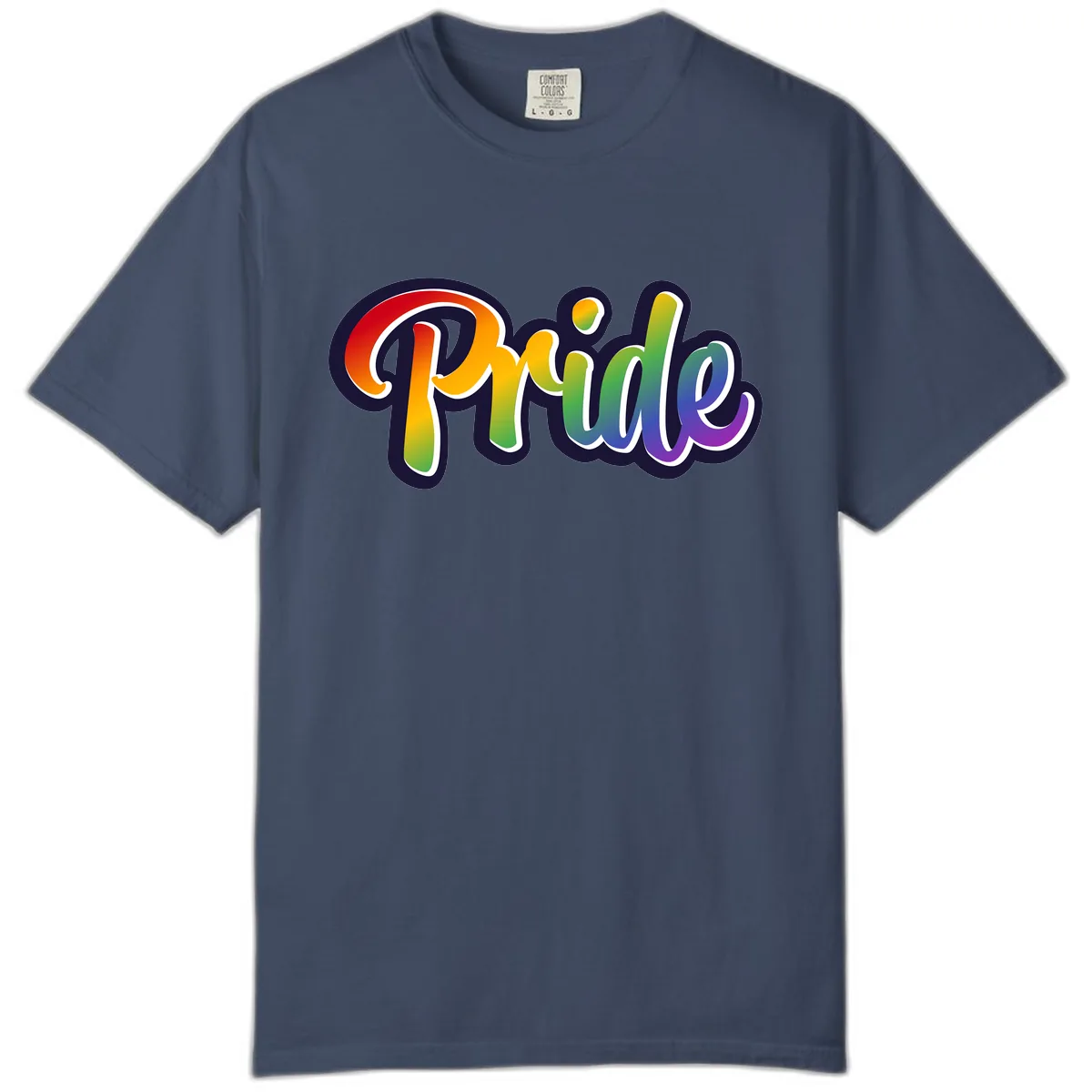 Pride Rainbow Lettering Design Comfort Color in Midnight