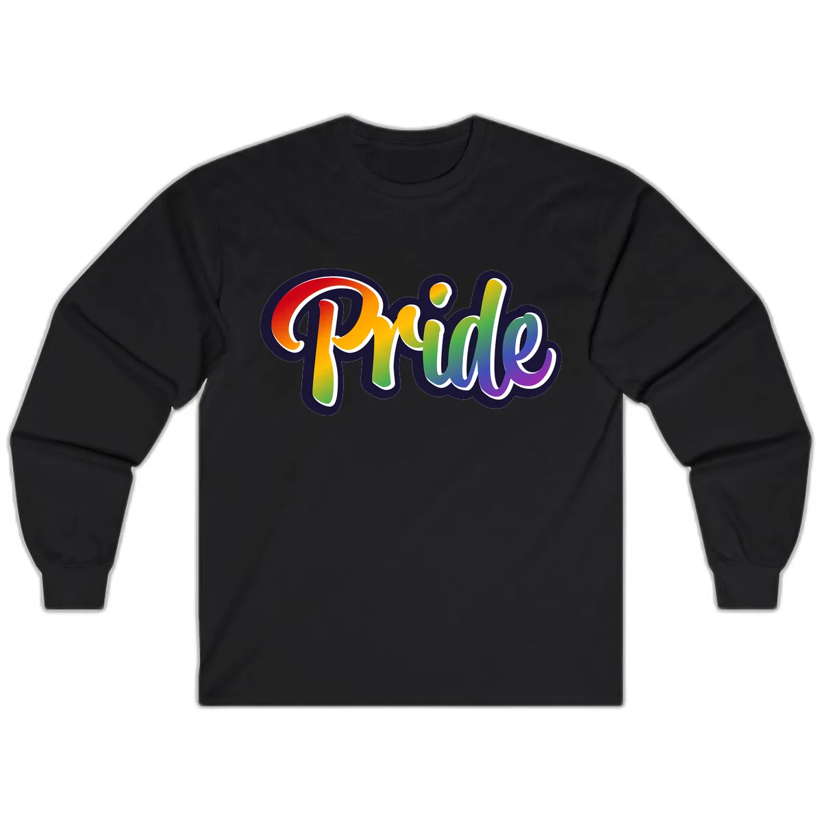 Pride Rainbow Lettering Design Long Sleeve in Black