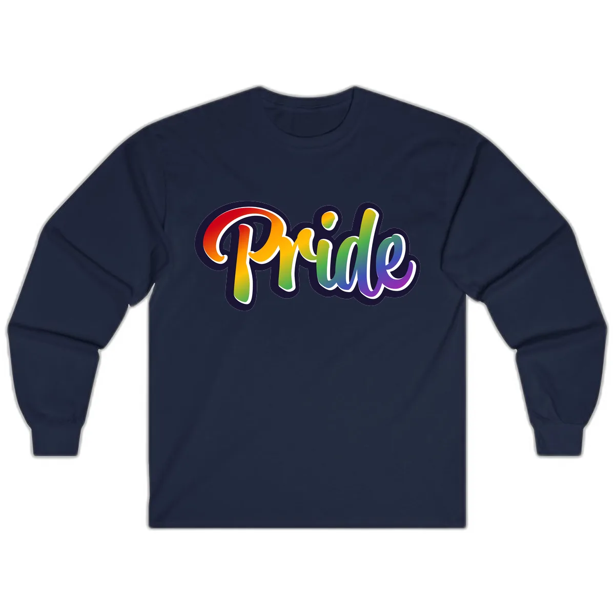 Pride Rainbow Lettering Design Long Sleeve in Navy