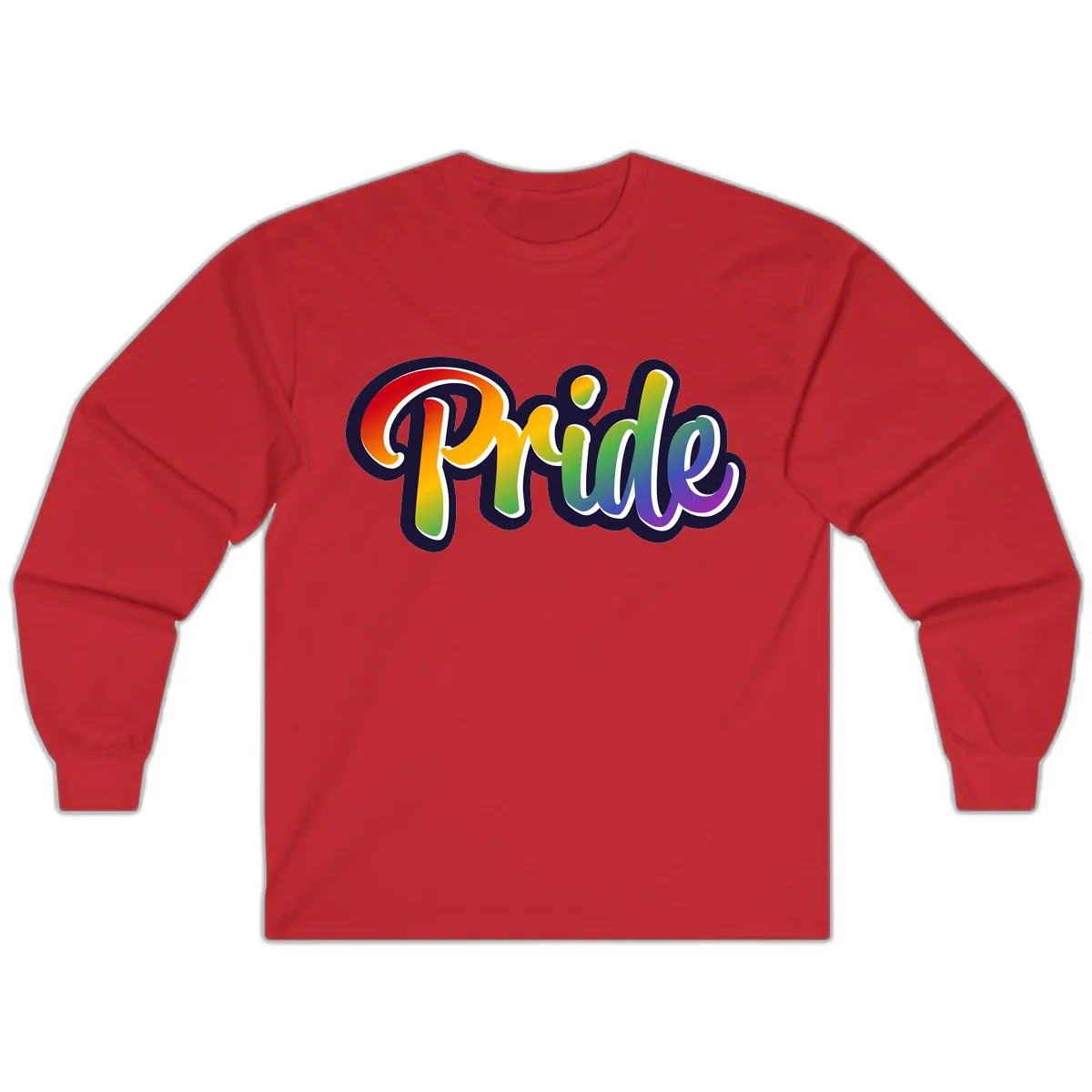 Pride Rainbow Lettering Design Long Sleeve in Red