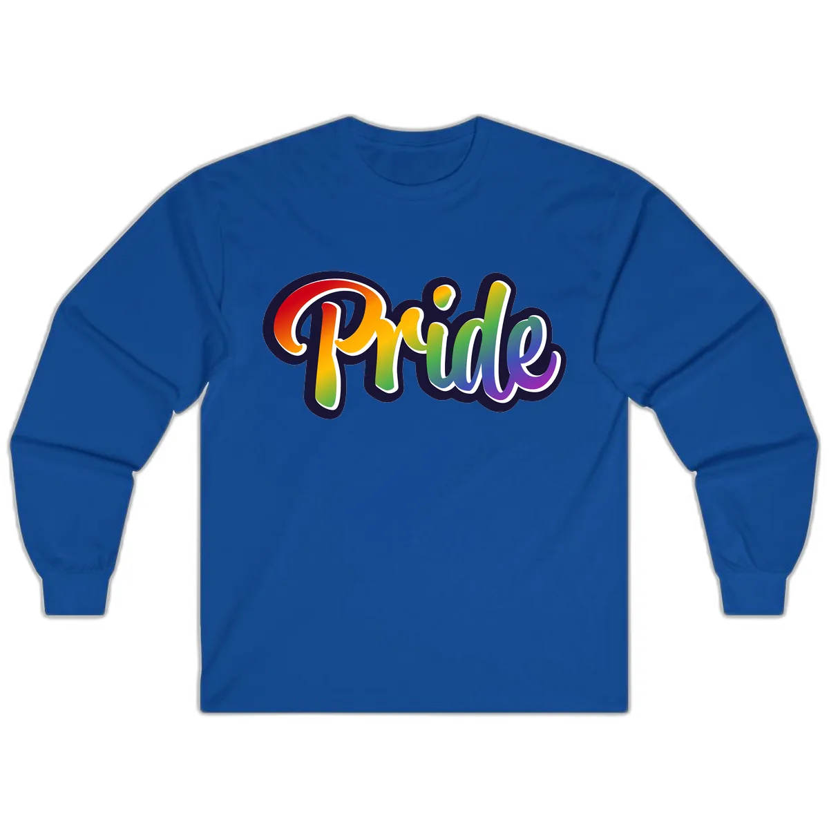 Pride Rainbow Lettering Design Long Sleeve in Royal