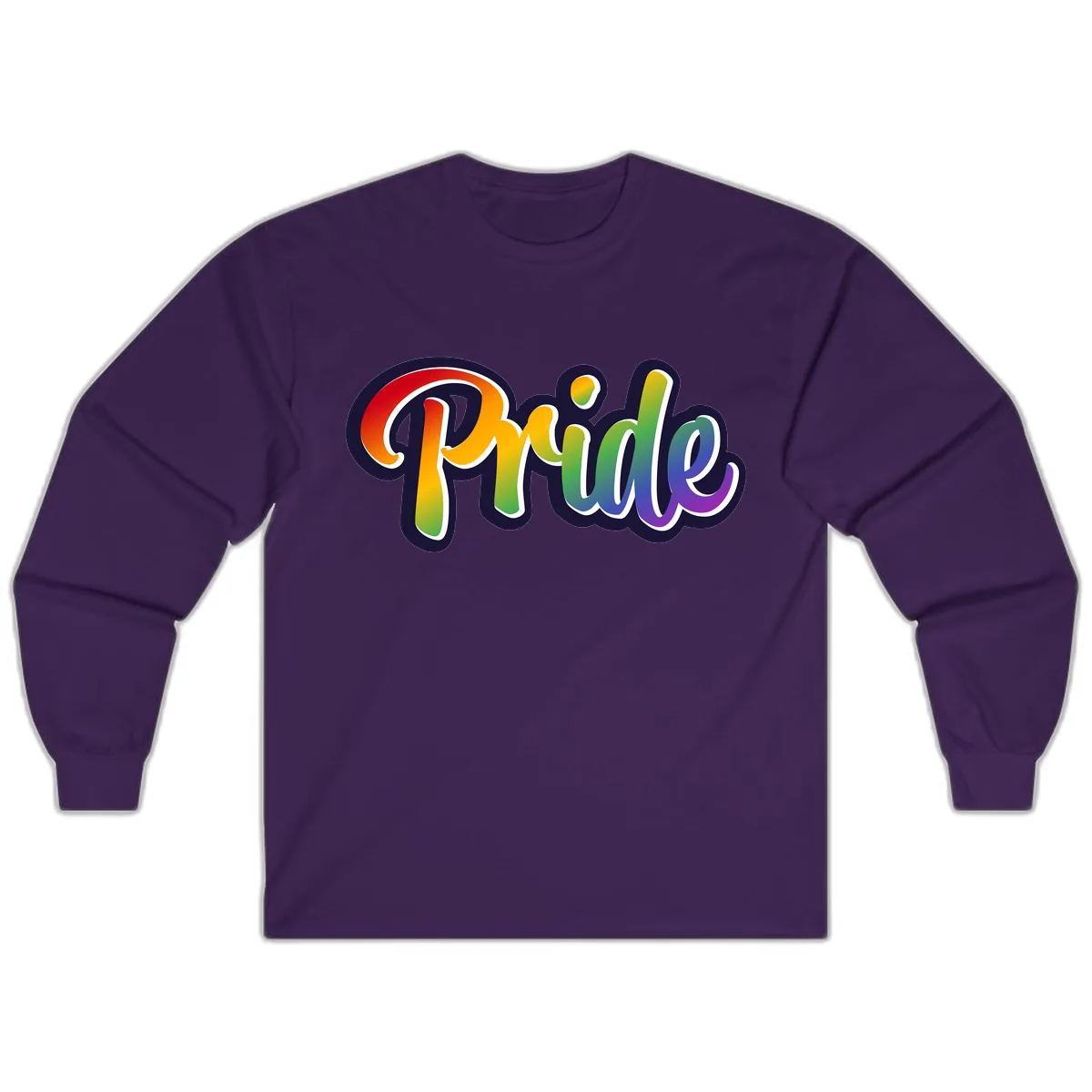 Pride Rainbow Lettering Design Long Sleeve in Purple