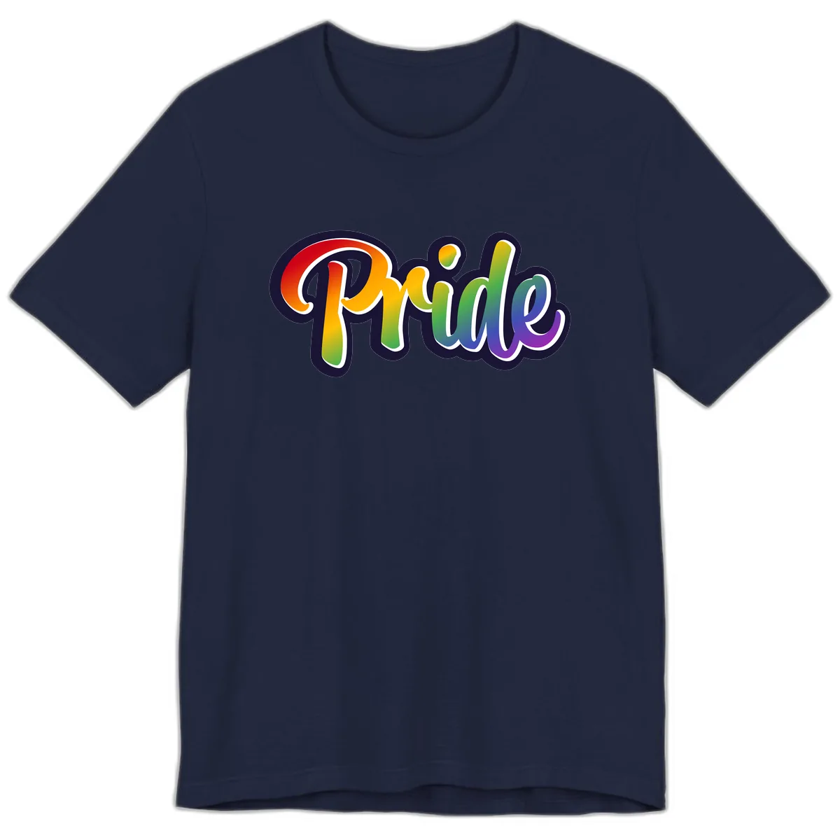Pride Rainbow Lettering Design Premium T-Shirt in Navy