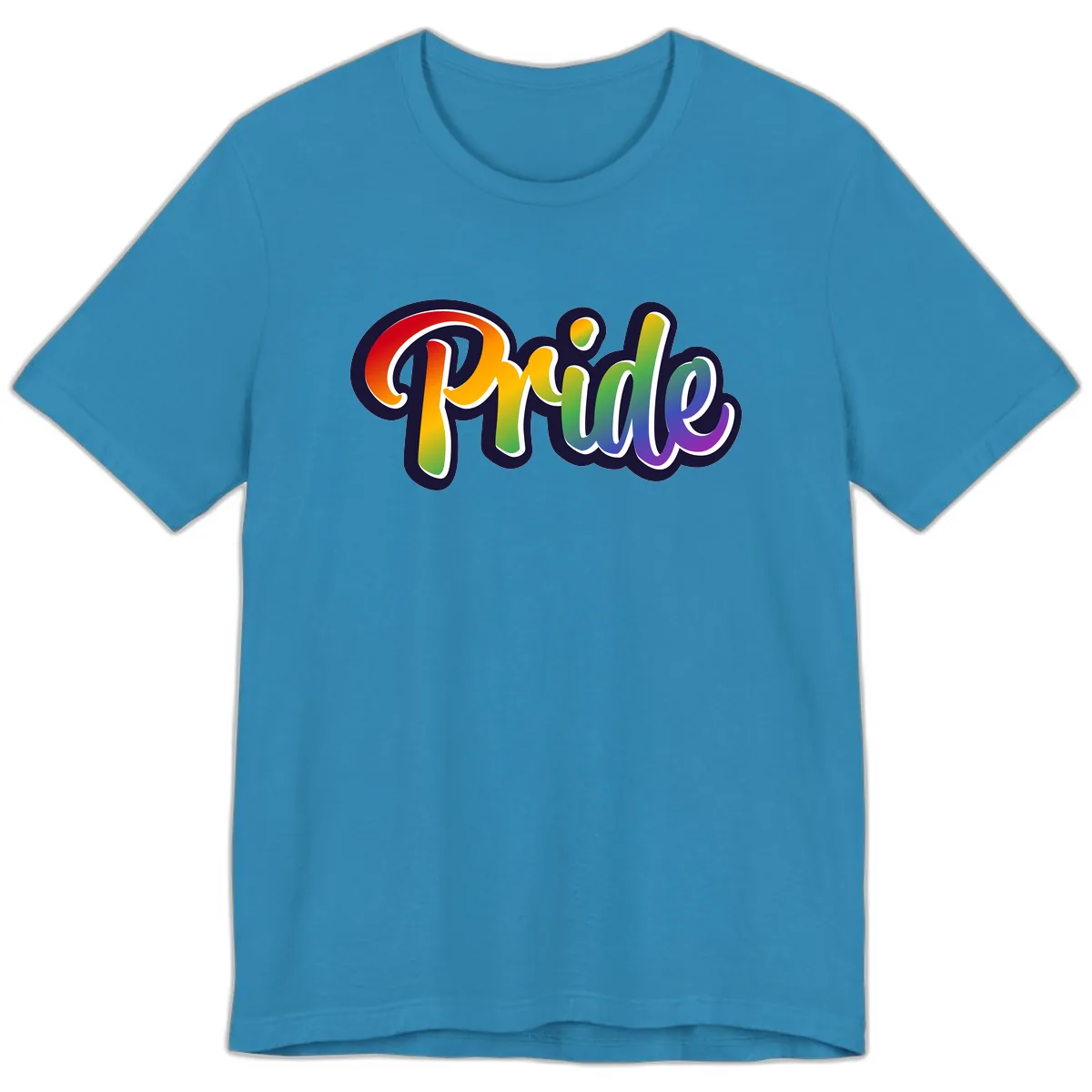 Pride Rainbow Lettering Design Premium T-Shirt in Aqua