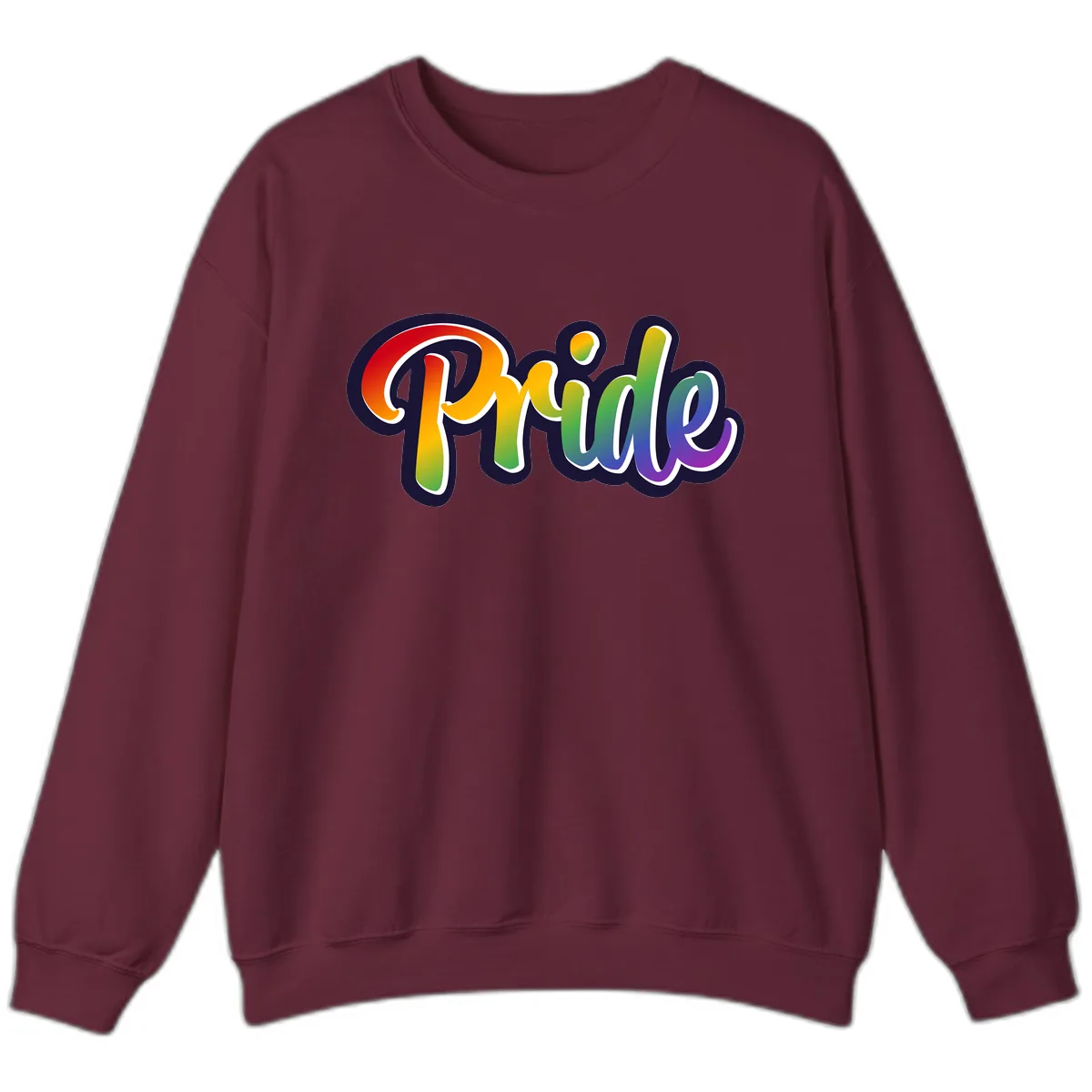 Pride Rainbow Lettering Design Sweatshirt in Maroon