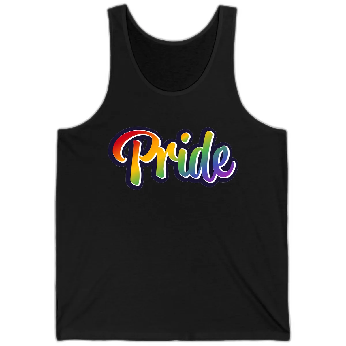 Pride Rainbow Lettering Design Tank in Black