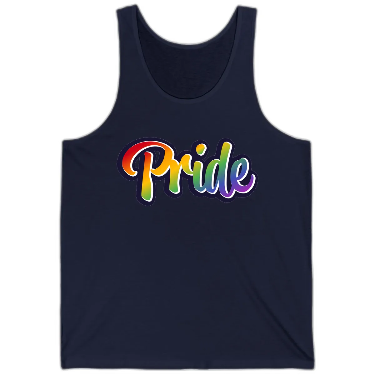 Pride Rainbow Lettering Design Tank in Navy