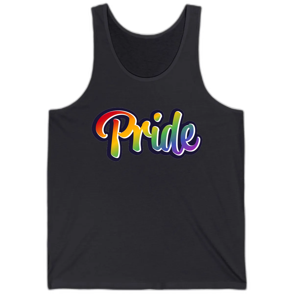 Pride Rainbow Lettering Design Tank in Dark Grey