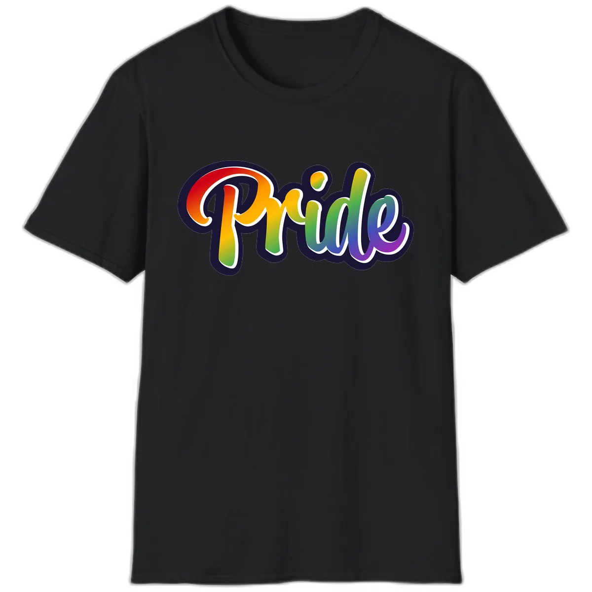 Pride Rainbow Lettering Design T-Shirt in Black