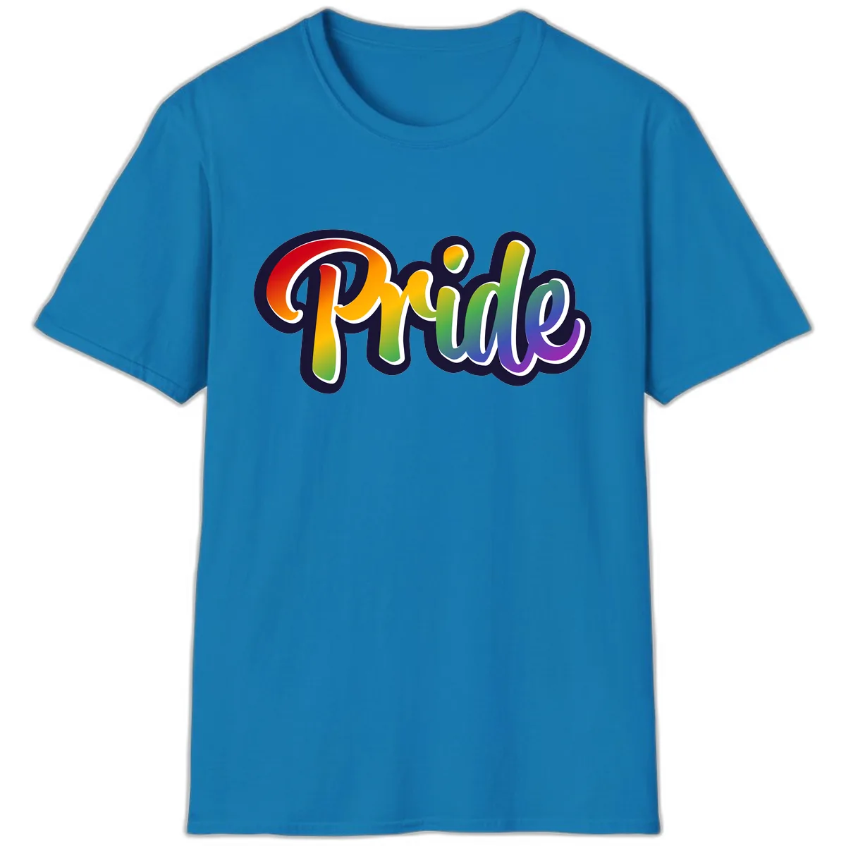 Pride Rainbow Lettering Design T-Shirt in Sapphire