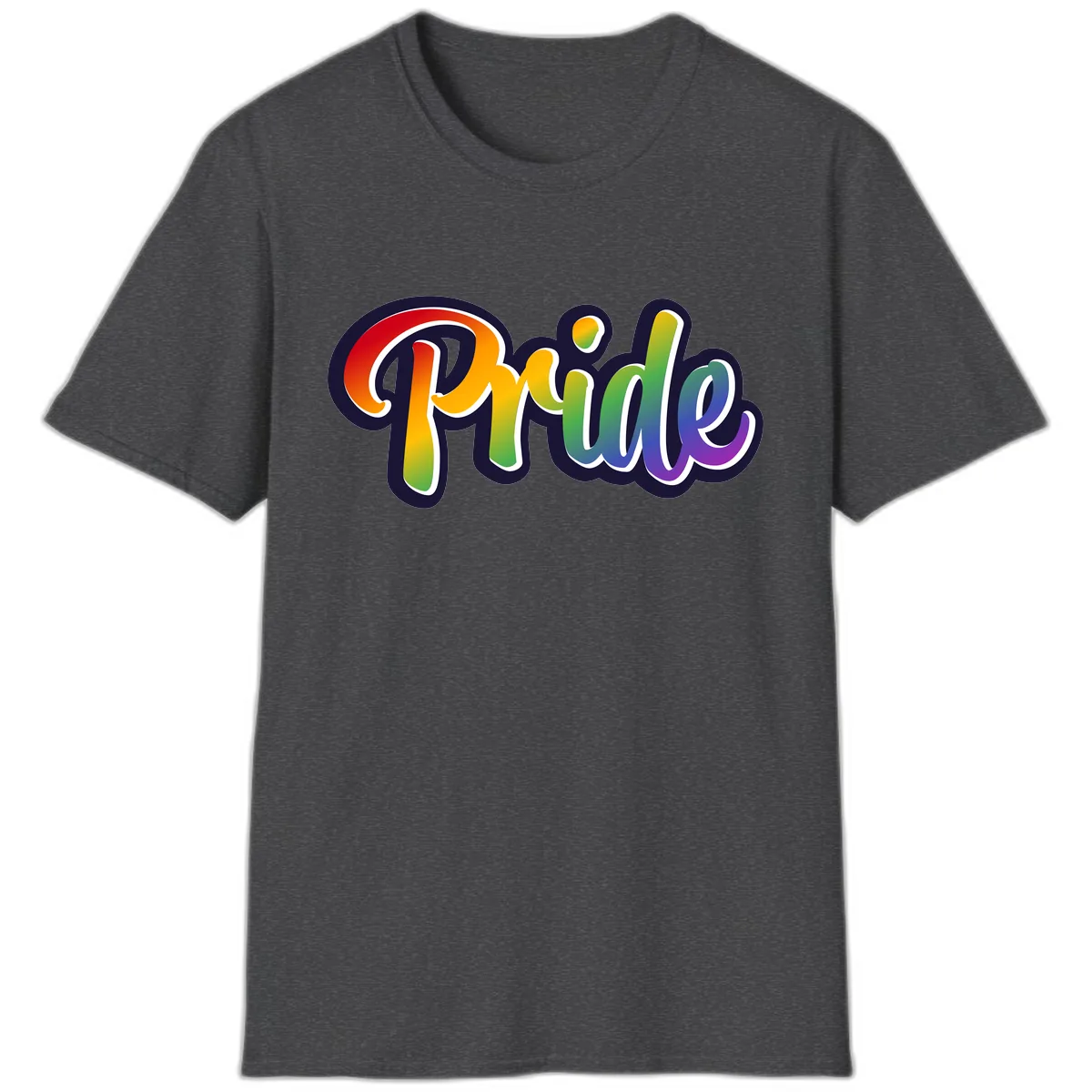 Pride Rainbow Lettering Design T-Shirt in Dark Heather