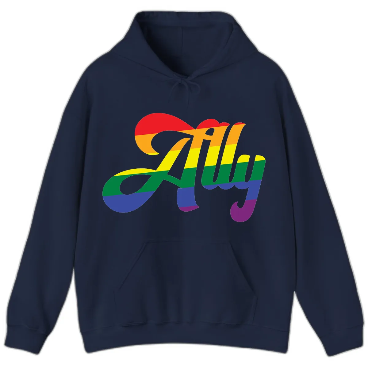 Rainbow Pride Joy Celebration Hoodie in Navy