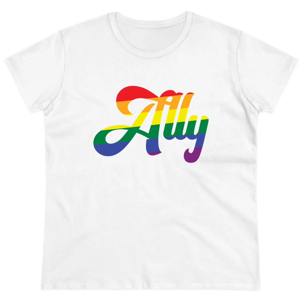 Rainbow Pride Joy Celebration Ladies Tee in White