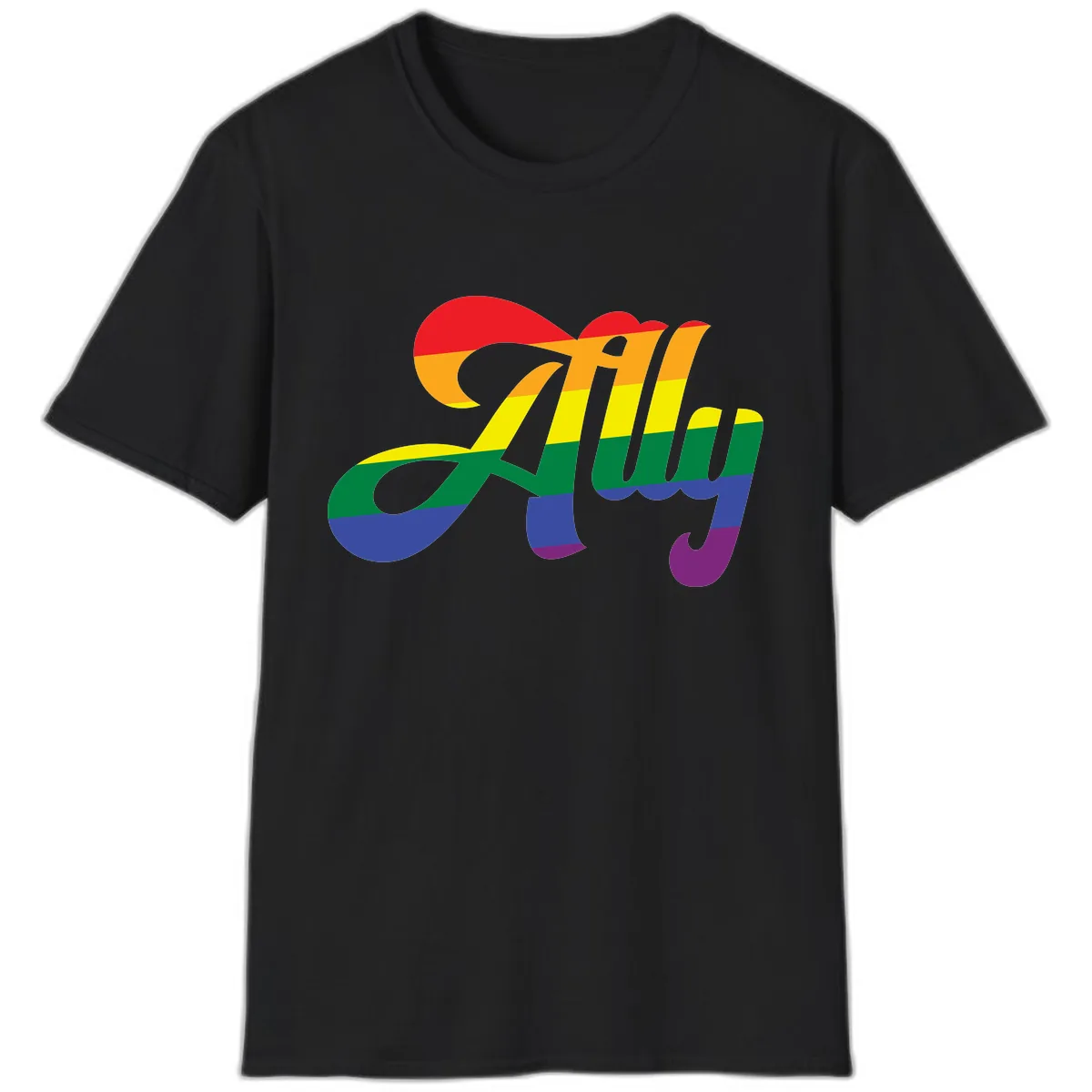 Rainbow Pride Joy Celebration T-Shirt in Black