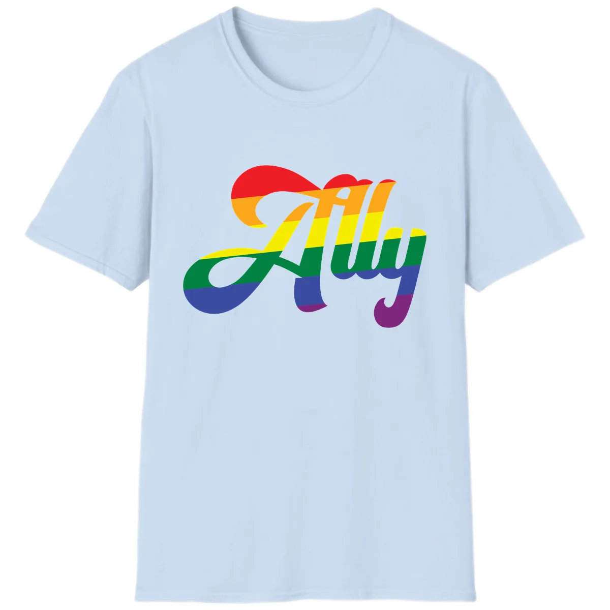 Rainbow Pride Joy Celebration T-Shirt in Light Blue