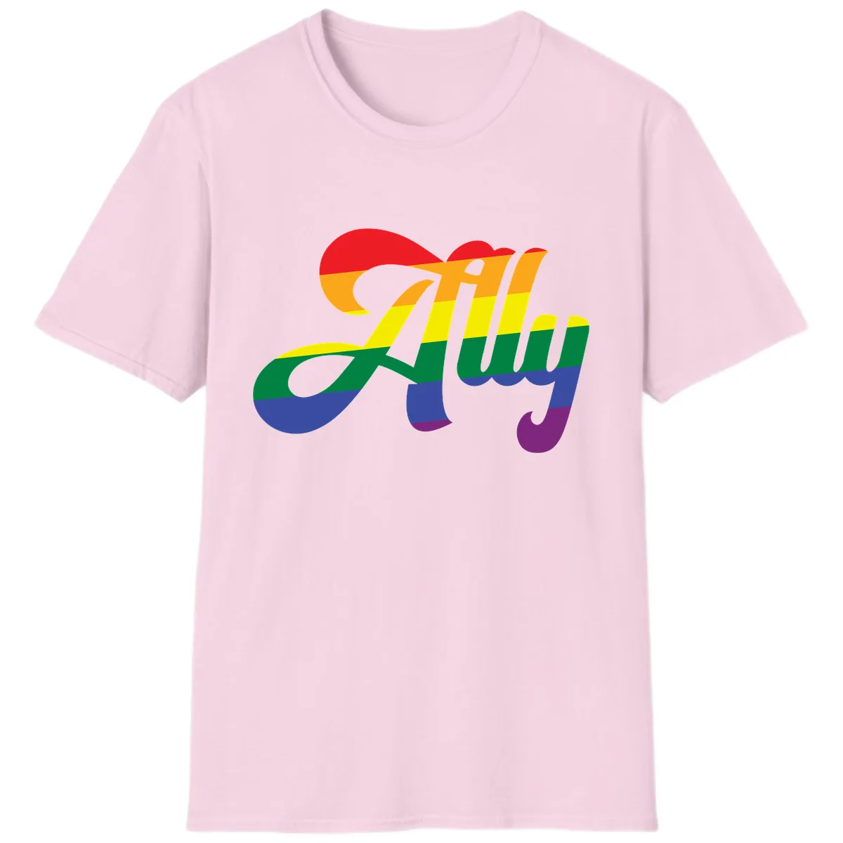 Rainbow Pride Joy Celebration T-Shirt in Light Pink