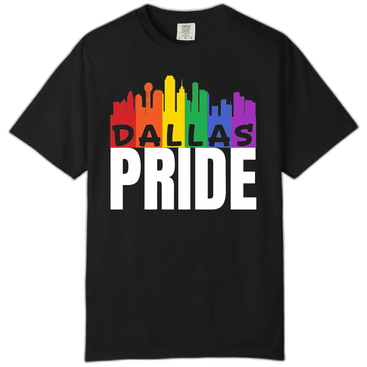 Dallas Pride Skyline Rainbow Comfort Color in Black