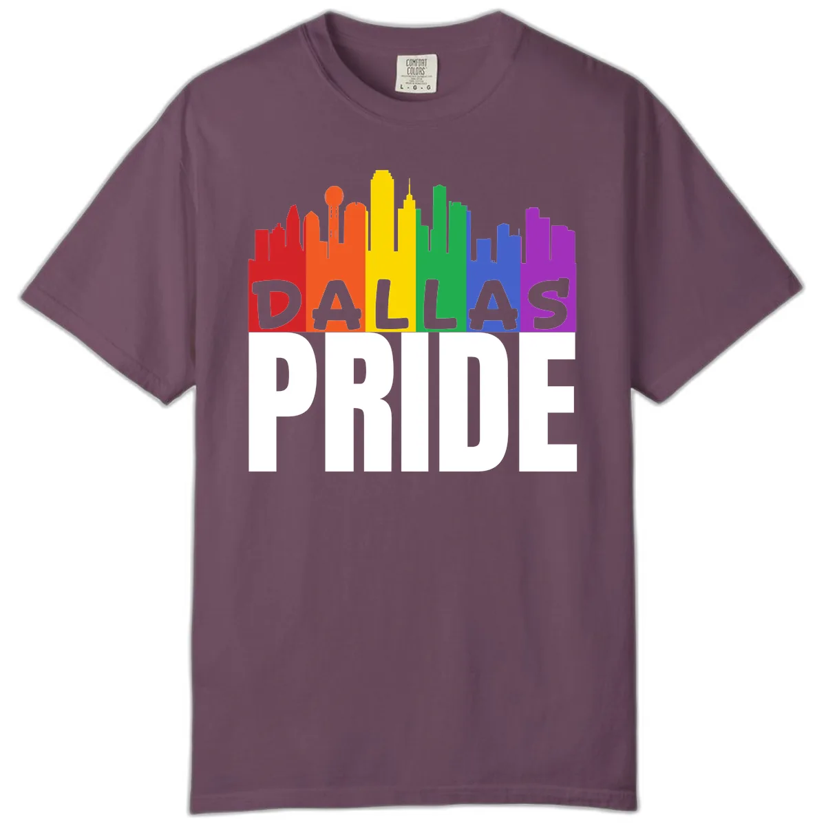 Dallas Pride Skyline Rainbow Comfort Color in Berry