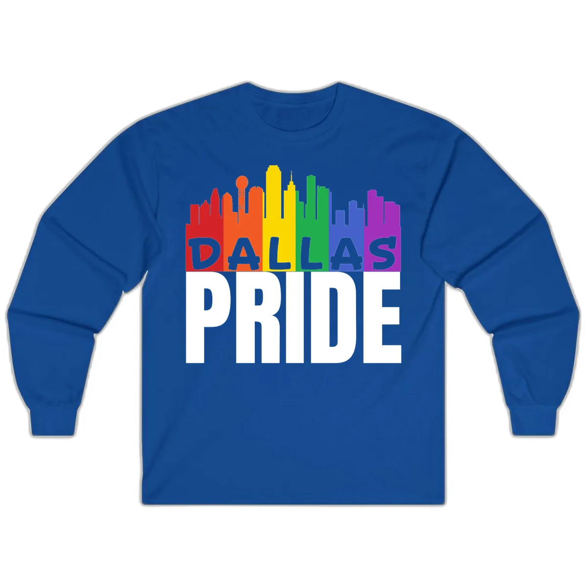 Dallas Pride Skyline Rainbow Long Sleeve in Royal