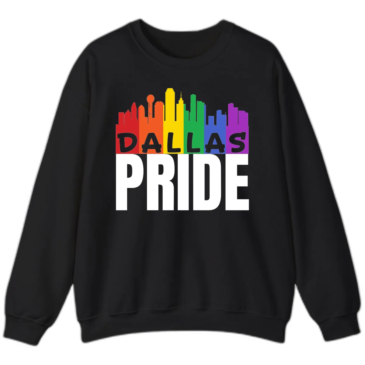 Dallas Pride Skyline Rainbow Sweatshirt in Black