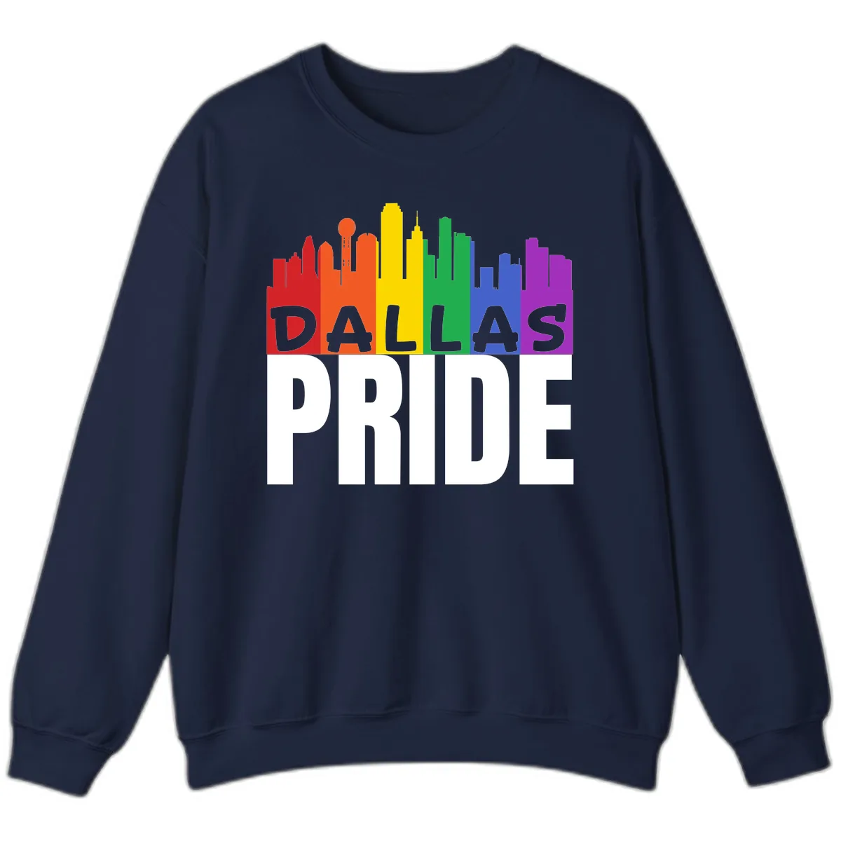 Dallas Pride Skyline Rainbow Sweatshirt in Navy