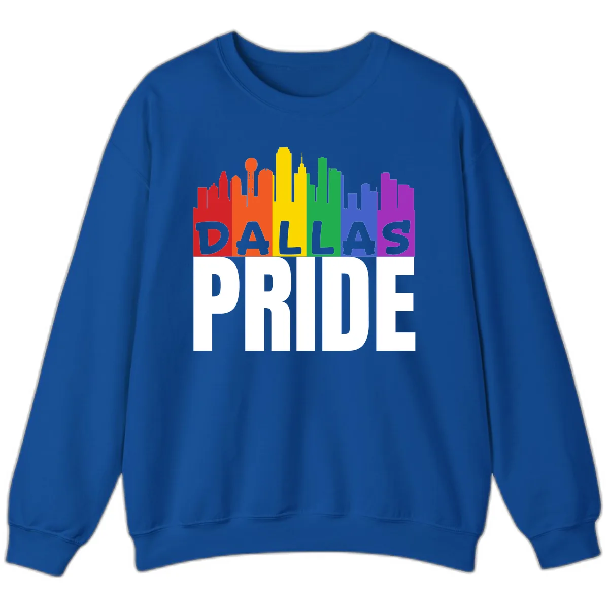 Dallas Pride Skyline Rainbow Sweatshirt in Royal