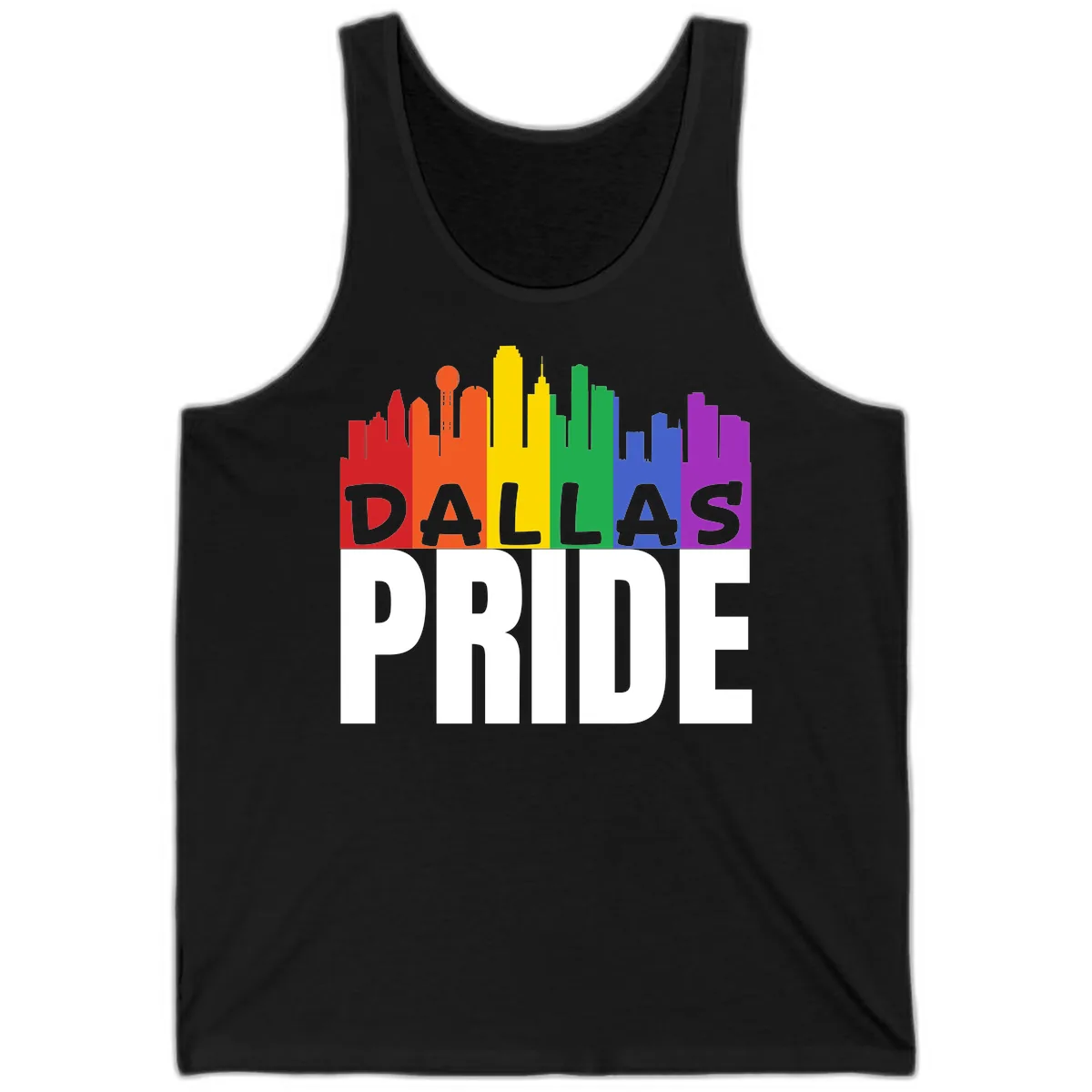 Dallas Pride Skyline Rainbow Tank in Black