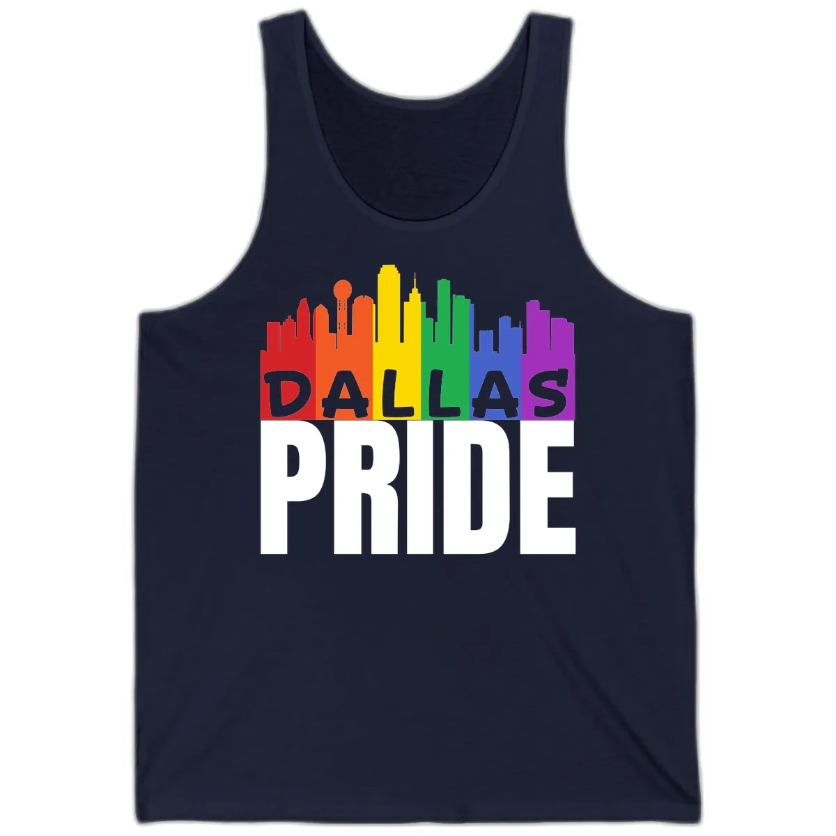 Dallas Pride Skyline Rainbow Tank in Navy