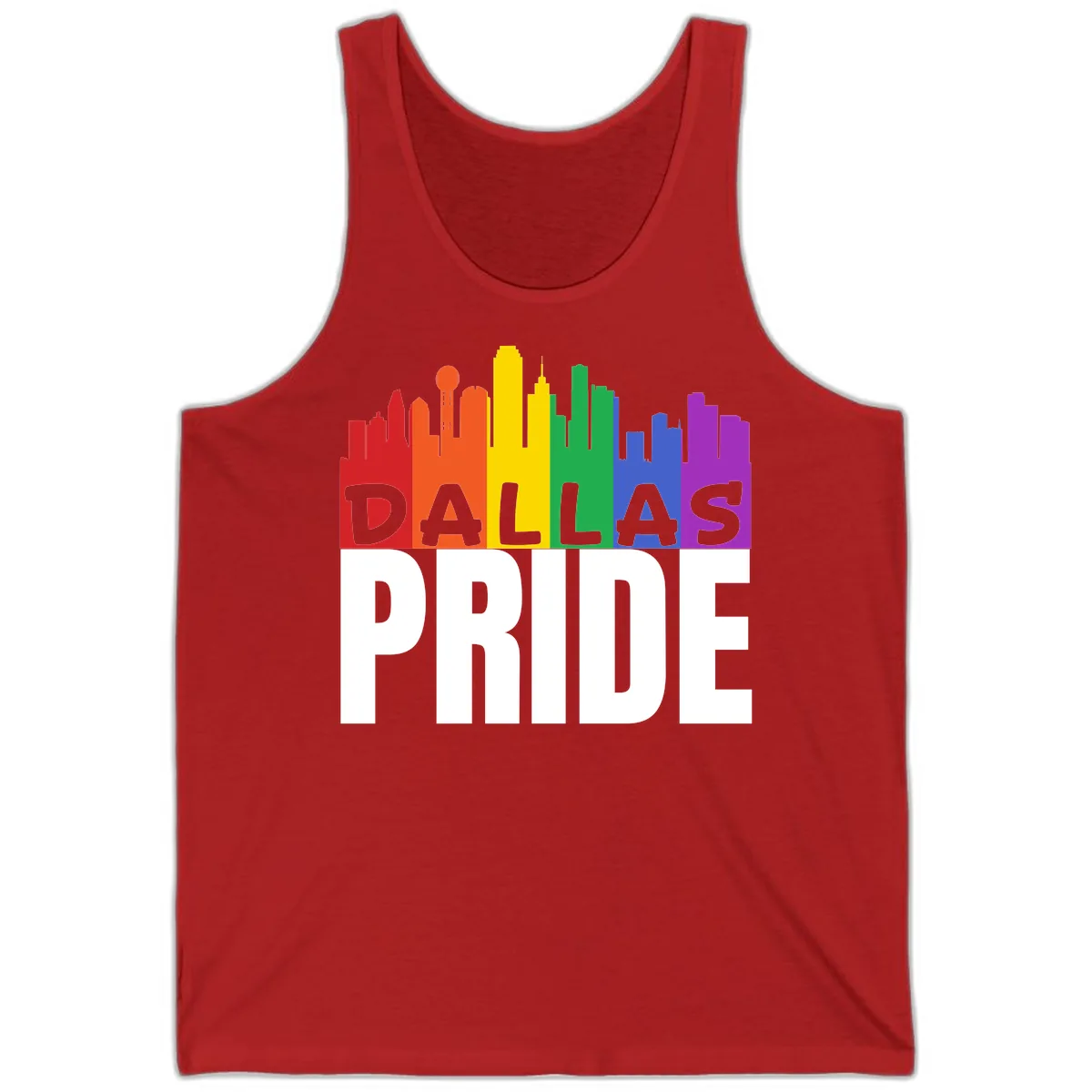 Dallas Pride Skyline Rainbow Tank in Red