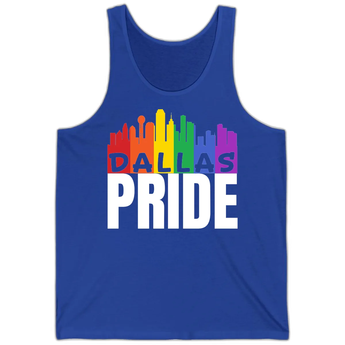 Dallas Pride Skyline Rainbow Tank in True Royal