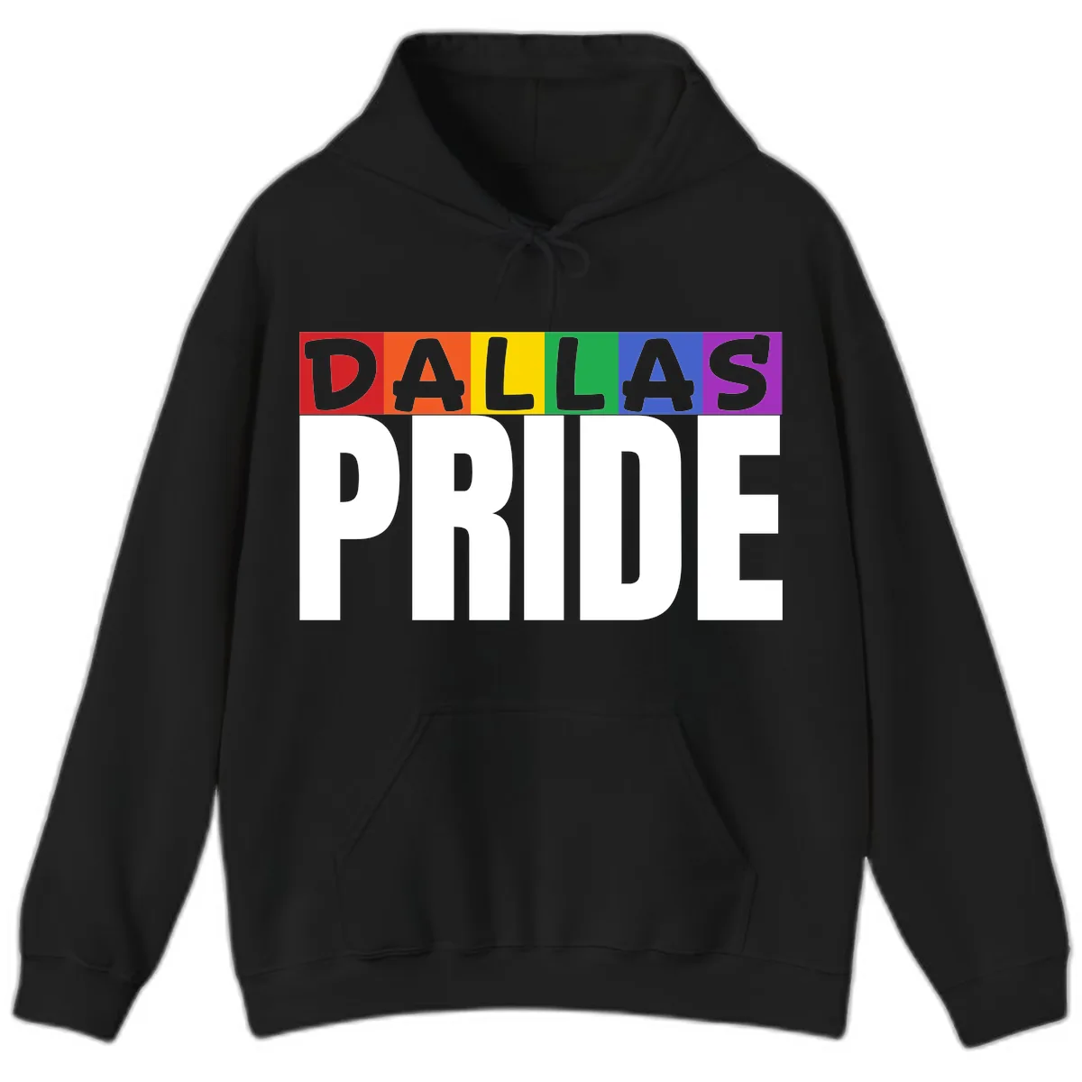 Dallas Pride Rainbow Hoodie in Black