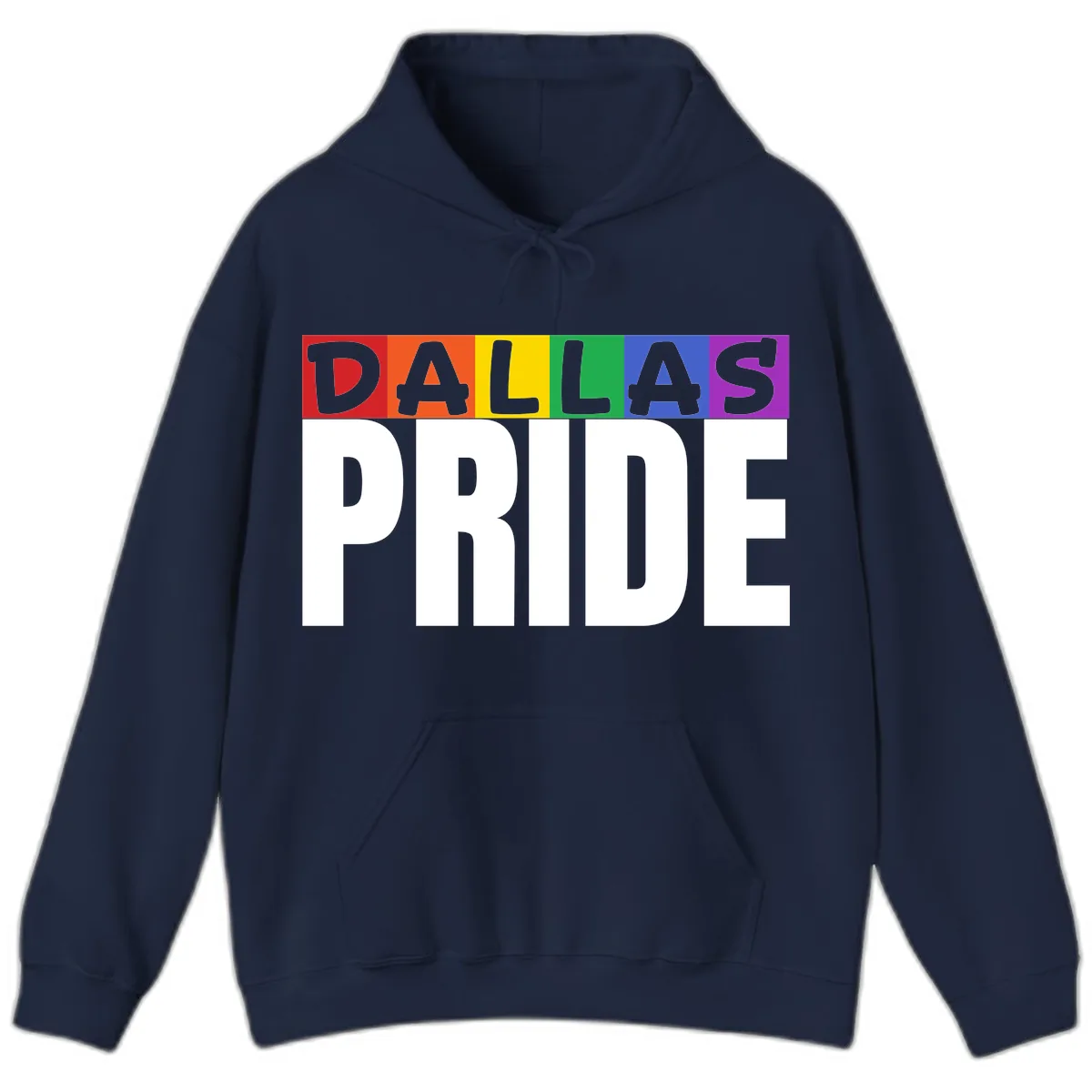 Dallas Pride Rainbow Hoodie in Navy