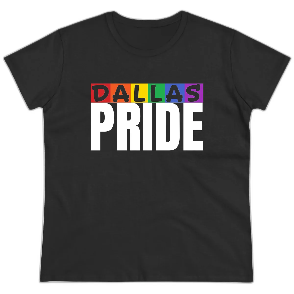 Dallas Pride Rainbow Ladies Tee in Black