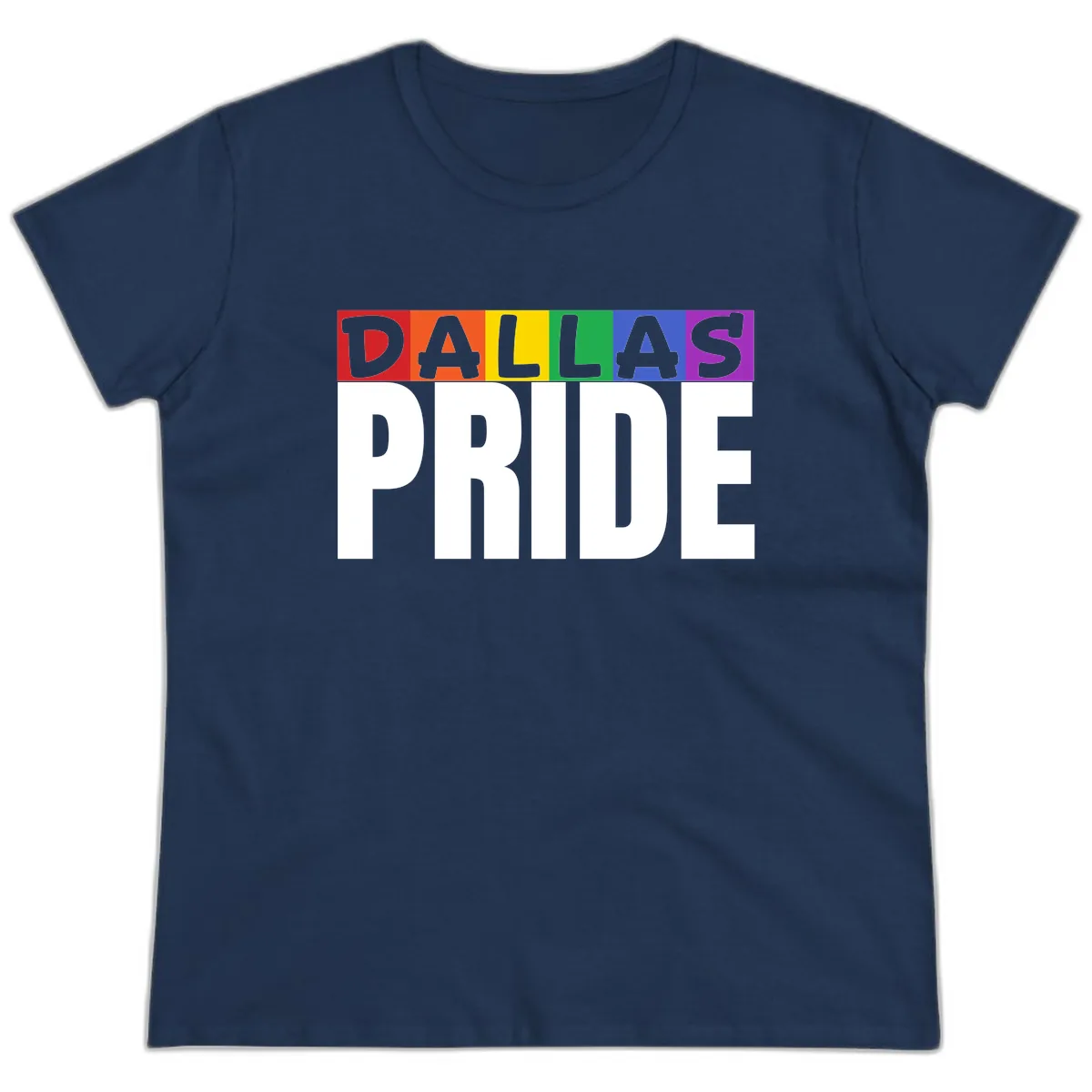 Dallas Pride Rainbow Ladies Tee in Navy